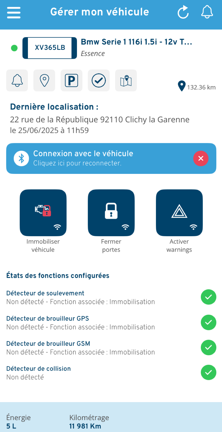 Carmoove Connect app shown on a phone