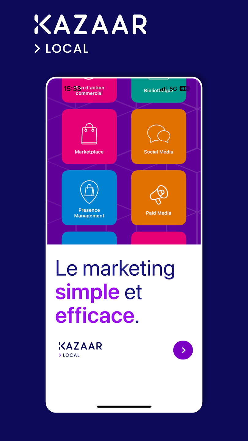Kazaar Local app shown on a phone