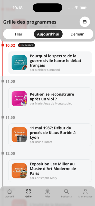 Screenshot of the RCF Notre Dame app, second screen